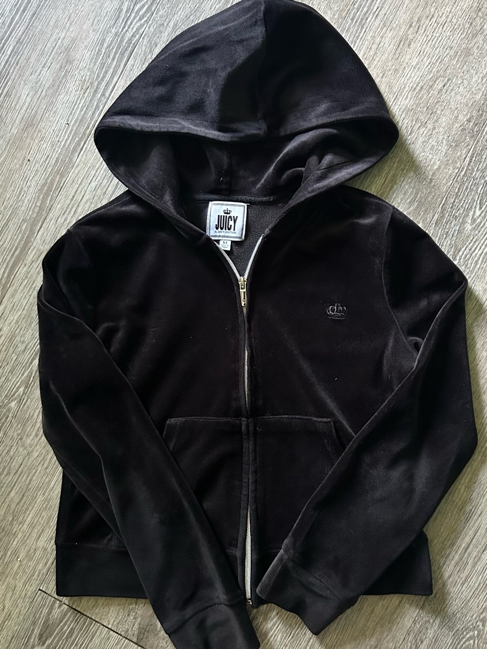 Juicy Couture Black Velour Zip-Up Hoodie
